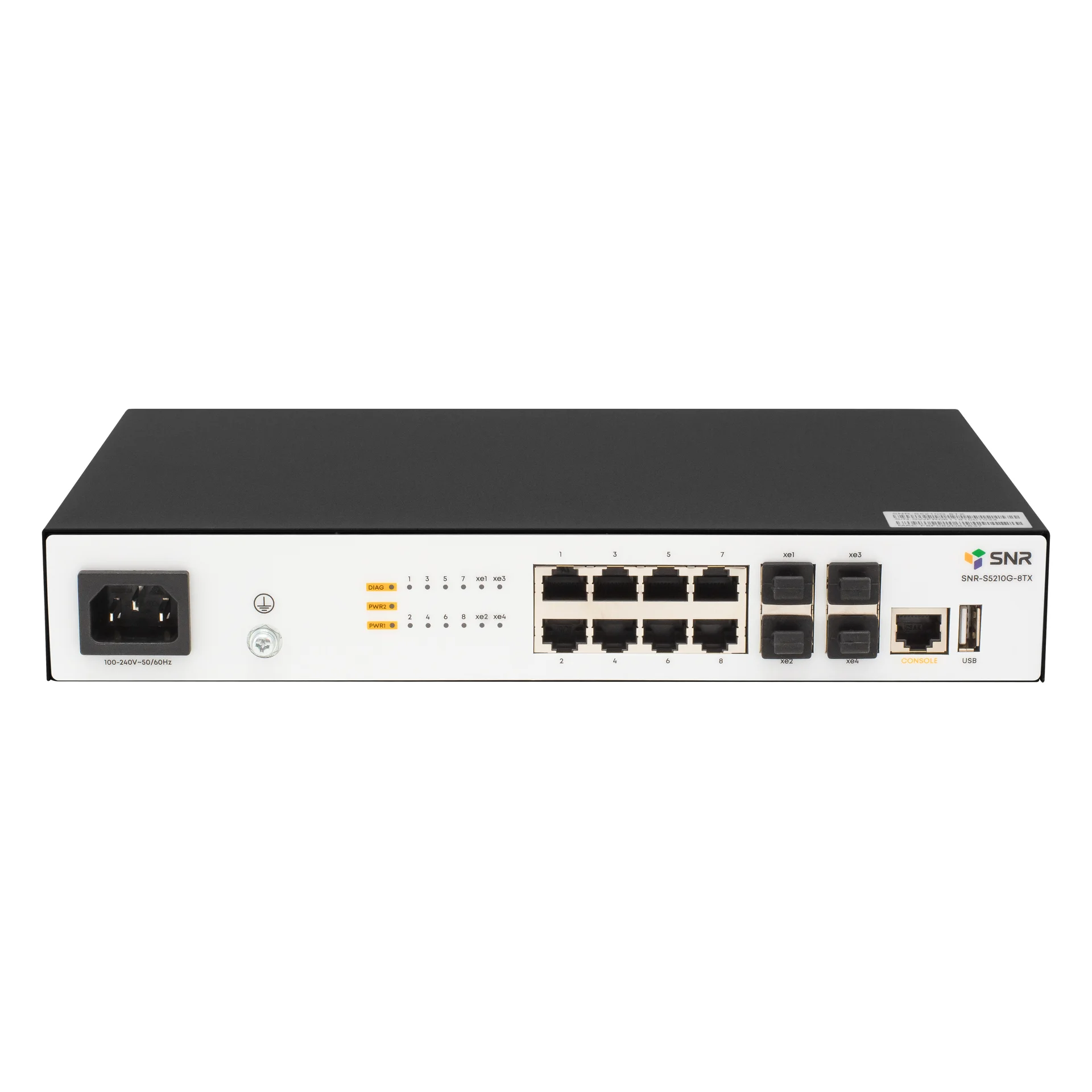 SNR-S5210G-8TX-RPS - Управляемый коммутатор уровня 2+, 8 портов 10/100/1000Base-T, 4 порта 1/10G SFP+, встроенный БП ~220V AC, RPS 12V DC купить в Казани 	Управляемый гигабитный L2+ коммутатор SNR-S5210G-8TX-RPS – это бюджетное решение для построения сет