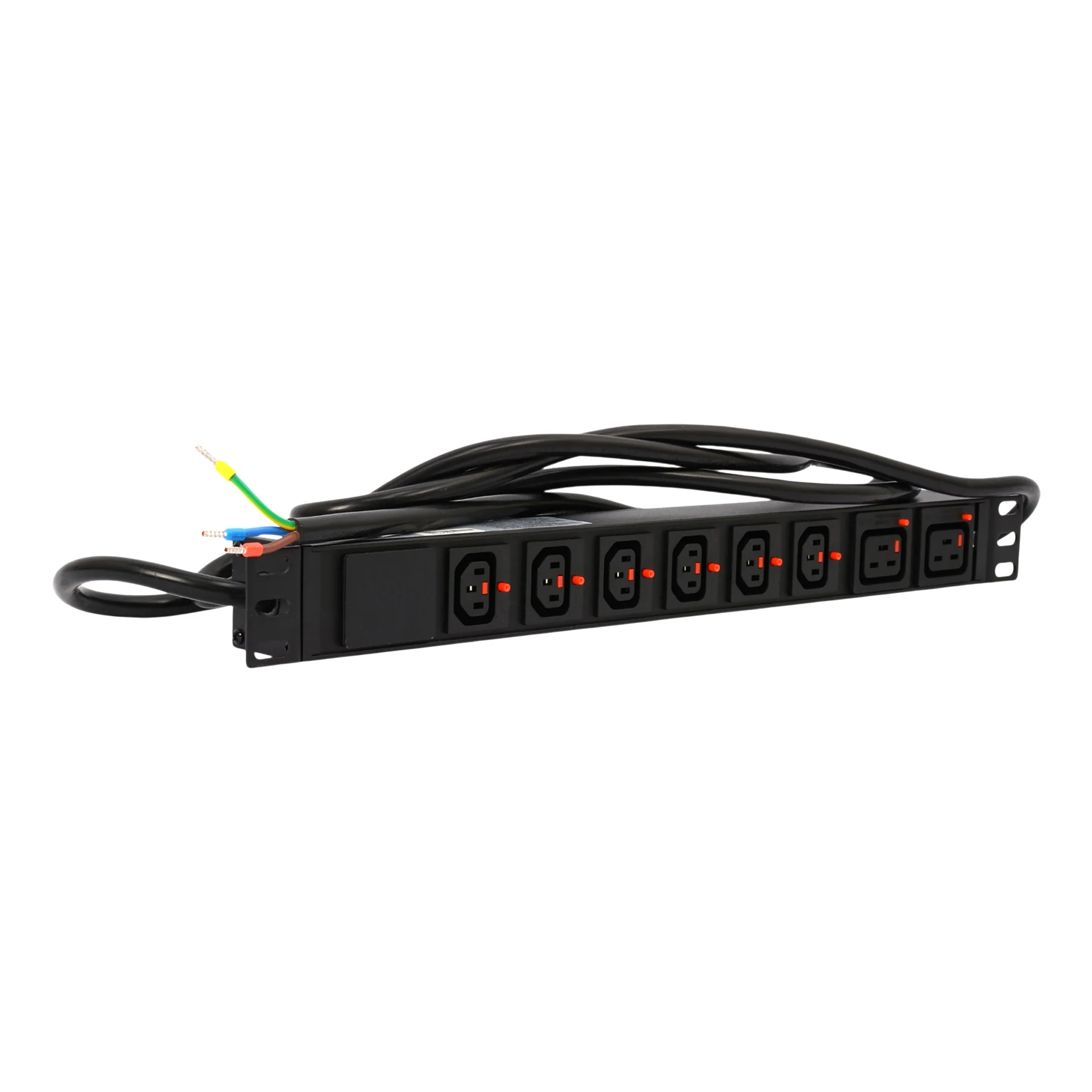 SNR-PDU-8AL-OE-3-Am16L1 - Блок розеток серии SNR-PDU с локальным измерением на 8хС13 с фиксаторами, шнур питания 3м 3x2.5мм² без вилки, 230В, 16A купить в Казани 	Блок розеток в 19” стандарте, высотой 1U, 230 В (AC), 16 А, 3680 ВА, выходные разъемы: 8xC13 10А с