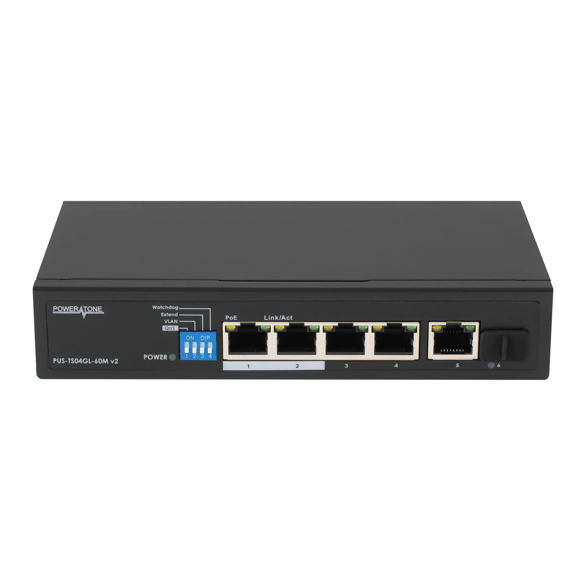 POWERTONE PUS-TS04GL-60M v2 - Неуправляемый 4 портовый PoE коммутатор купить в Казани 	PoE-коммутатор POWERTONE PUS-TS04GL-60M v2 - это неуправляемый коммутатор, предназначенный для пост