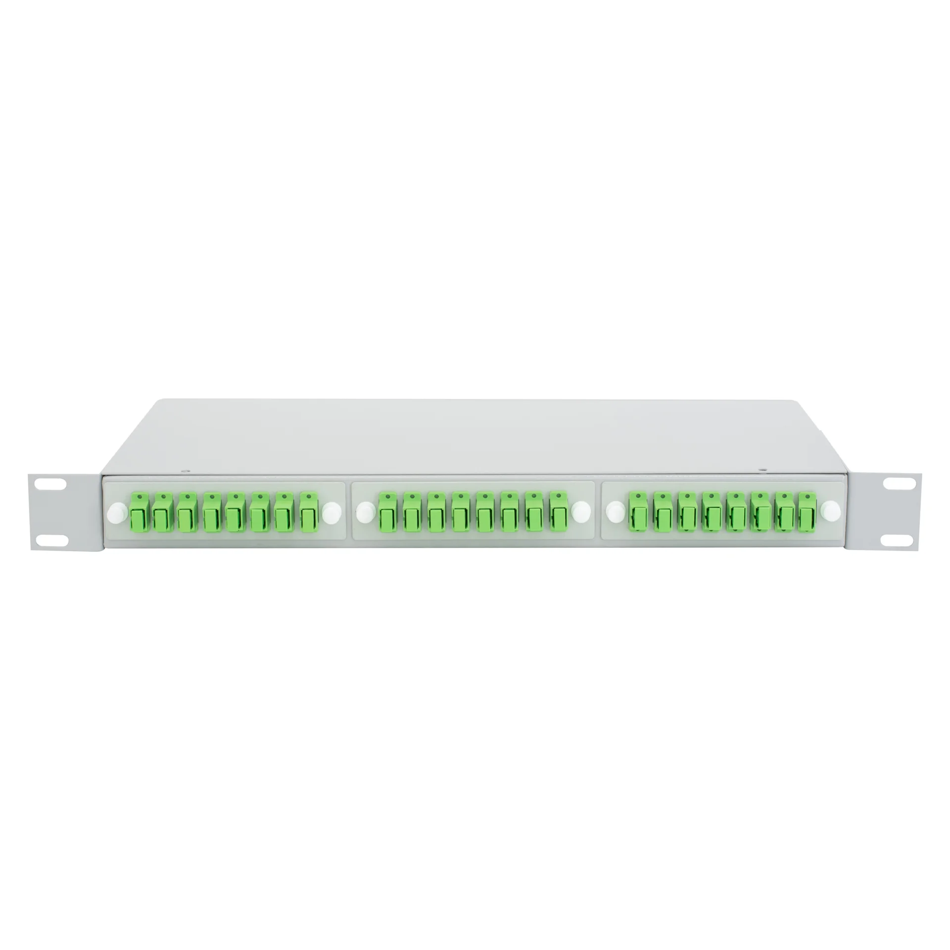 SNR-ODF-24R-24SC/APC-P - Кросс оптический 19" (ШКОС) укомплектованный на 24 SC/APC порта (комплект с розетками и пигтейлами) купить в Казани 	Стоечный оптический кросс 1U, 24 оптических порта SC/APC (комплект с розетками и пигтейлами), возмо