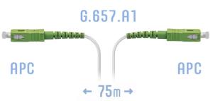 SNR-PC-FTTH-SC/APC-C-75m - Патчкорд оптический FTTH, SC/APC - SC/APC, с двумя силовыми элементами из FRP-прутка, SM, 75 метров (волокно G.657.A1) купить в Казани 	Патчкорд FTTH – это специальный шнур (коммутационный кабель), который имеет конструкцию, подходящую