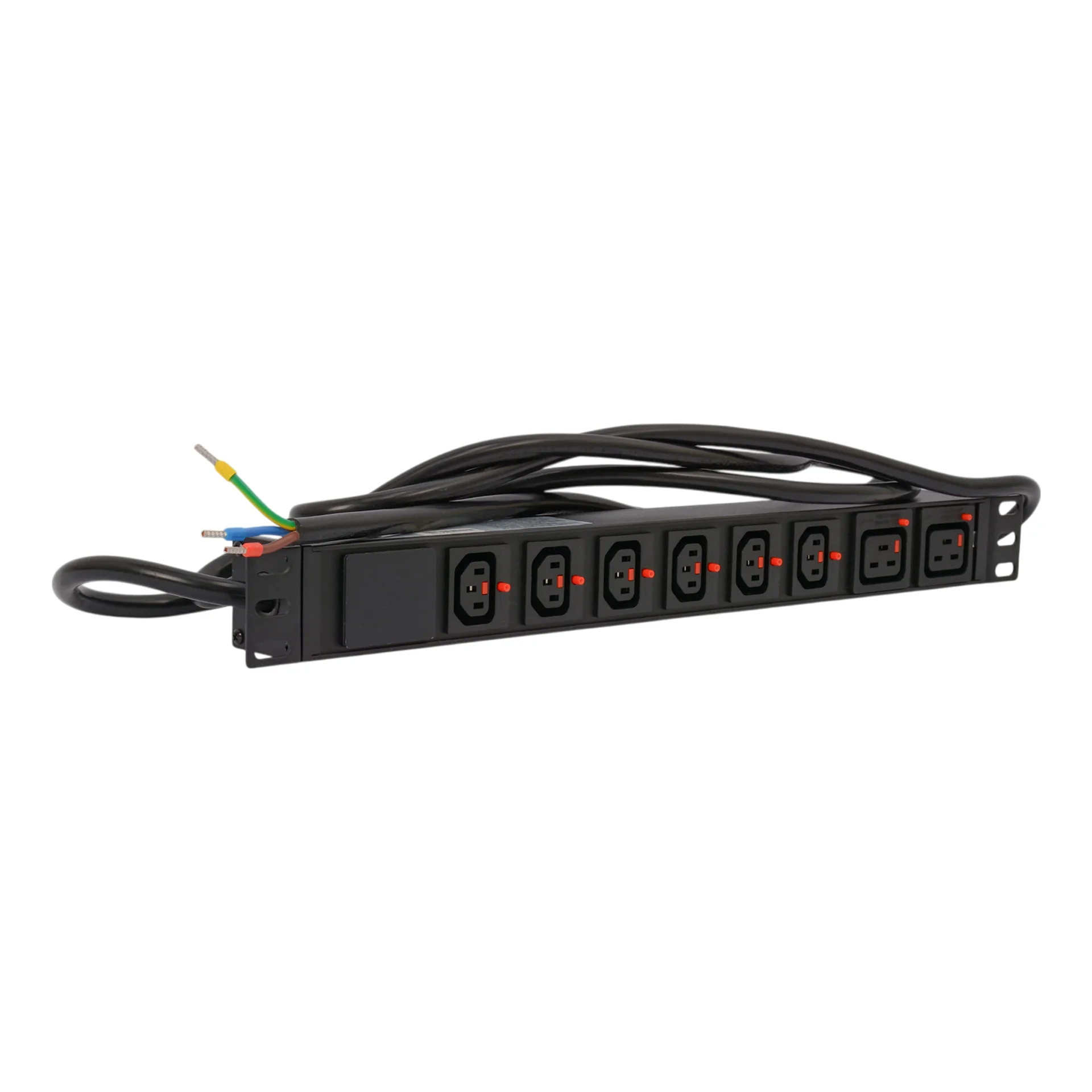 SNR-PDU-6AL2BL-OE-3-Am16L1 - Блок розеток серии SNR-PDU с локальным измерением на 6хС13 и 2xC19 с фиксаторами, шнур питания 3м 3x2.5мм² без вилки, 230В, 16A