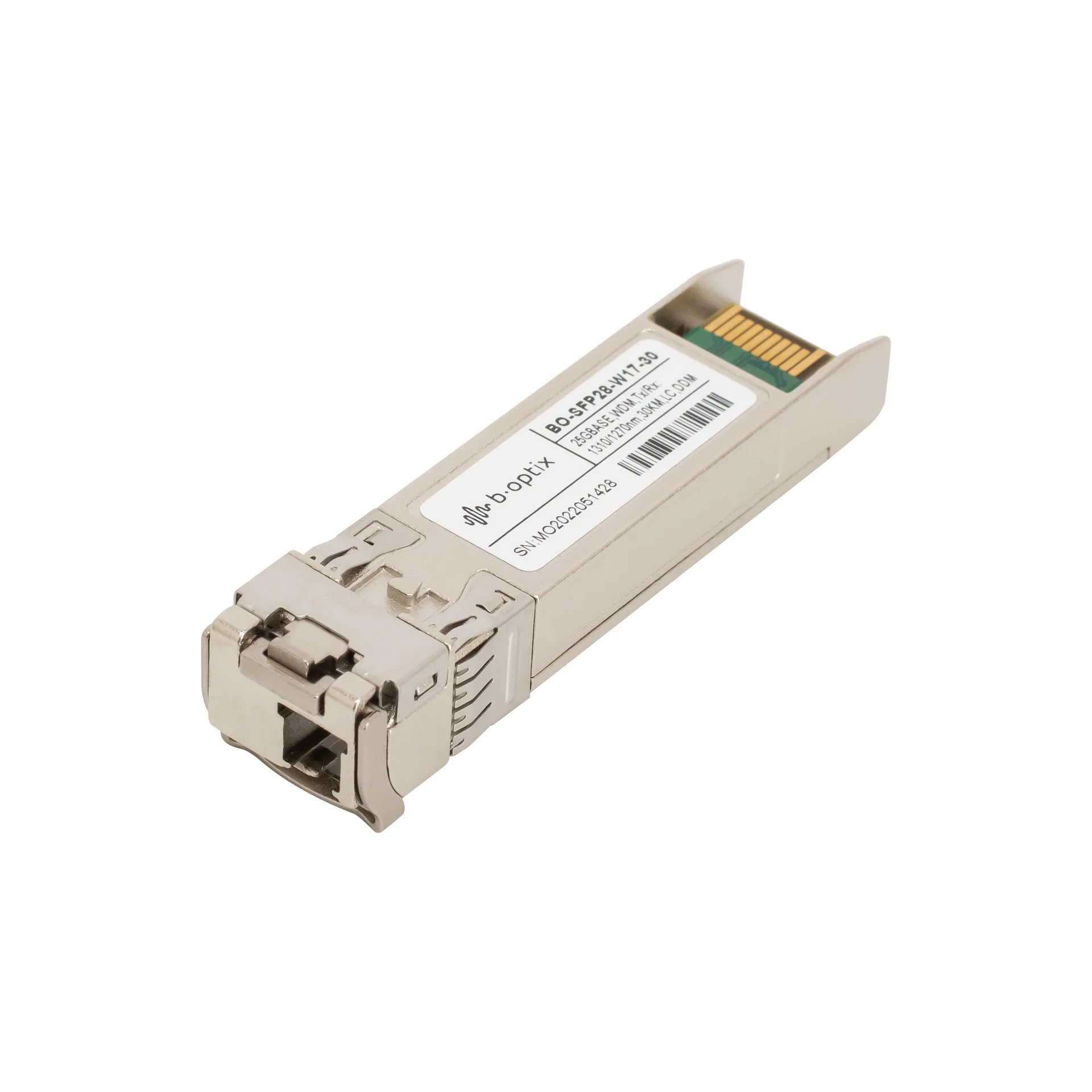 B-OptiX BO-SFP28-W17-30 - Одноволоконный модуль, SFP28 WDM 25GBASE, разъем LC, рабочая длина волны Tx/Rx: 1330/1270нм, дальность до 10км.