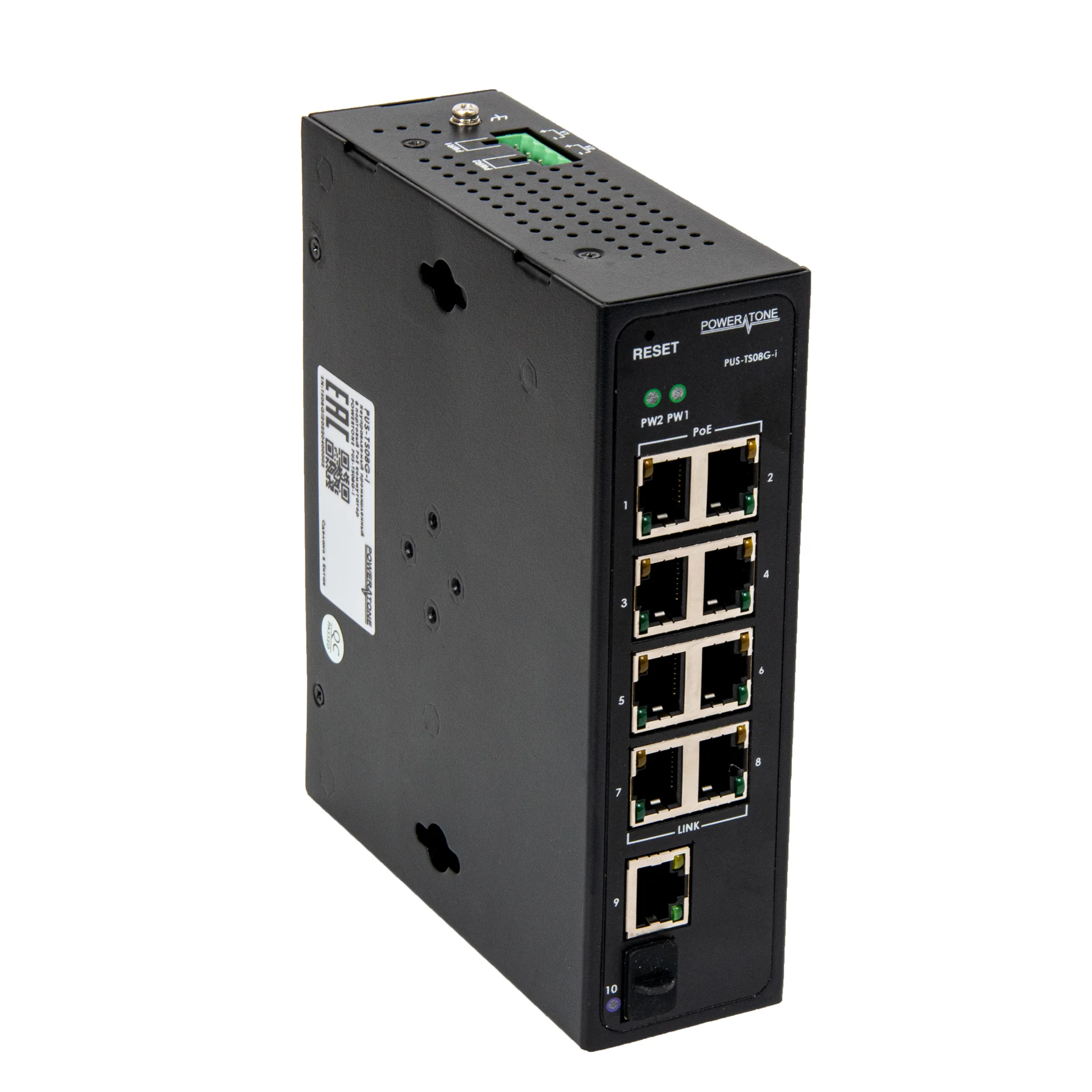 POWERTONE PUS-TS08G-i - Неуправляемый промышленный 8 портовый PoE коммутатор