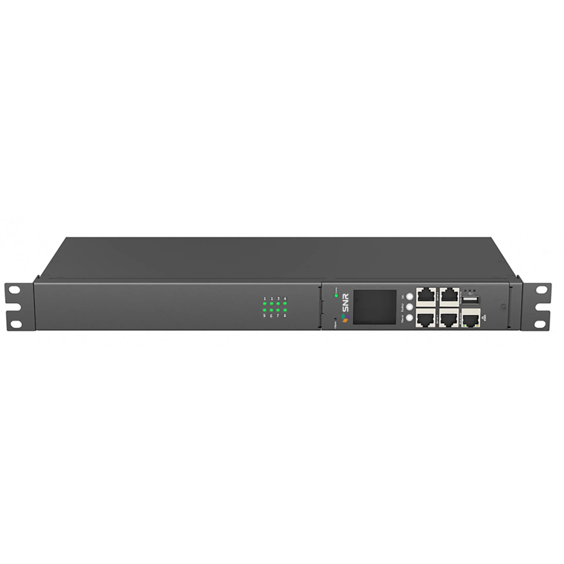 SNR-PDU-D-08A-C2016L1 - Блок розеток с функцией измерения и управления каждой розеткой серии SNR тип D выход 8*C13 вход 16A C20 (без шнура питания)