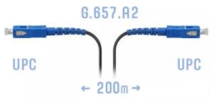 SNR-PC-FTTH-SC/UPC-E-200m - Патчкорд оптический FTTH, SC/UPC-SC/UPC, силовые элементы: 2 FRP-прутка + стальная проволока, SM, 200 метров (волокно G.657.A2) купить в Казани 	Патчкорд FTTH – это специальный шнур (коммутационный кабель), который имеет конструкцию, подходящую
