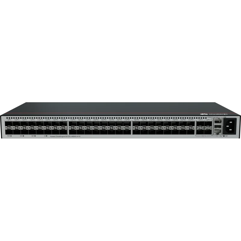 Huawei S5735-L48S4X-A-V2 - Управляемый коммутатор доступа, 48 портов GE SFP, 4 порта 10GE SFP+, фиксированный блок питания.