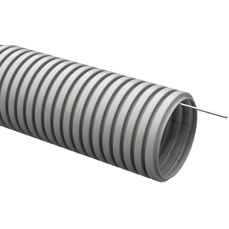 IEK CTG20-20-K41-100I - Труба гофрированная ПВХ d20мм с протяжкой сер. (уп.100м)