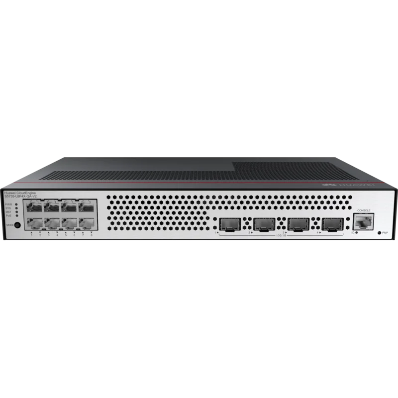 Huawei S5735-L8P4X-QA-V2 - Управляемый коммутатор доступа, 8 портов GE Base-T PoE+, 4 порта 10GE SFP+, фиксированный блок питания.