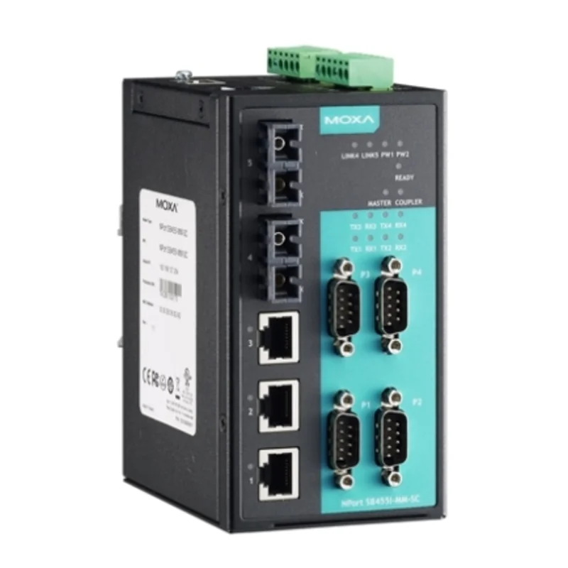 MOXA NPort S8455I-SS-SC - 4-портовый преобразователь RS-232/422/485 в Ethernet cо встроенным Ethernet-коммутатором