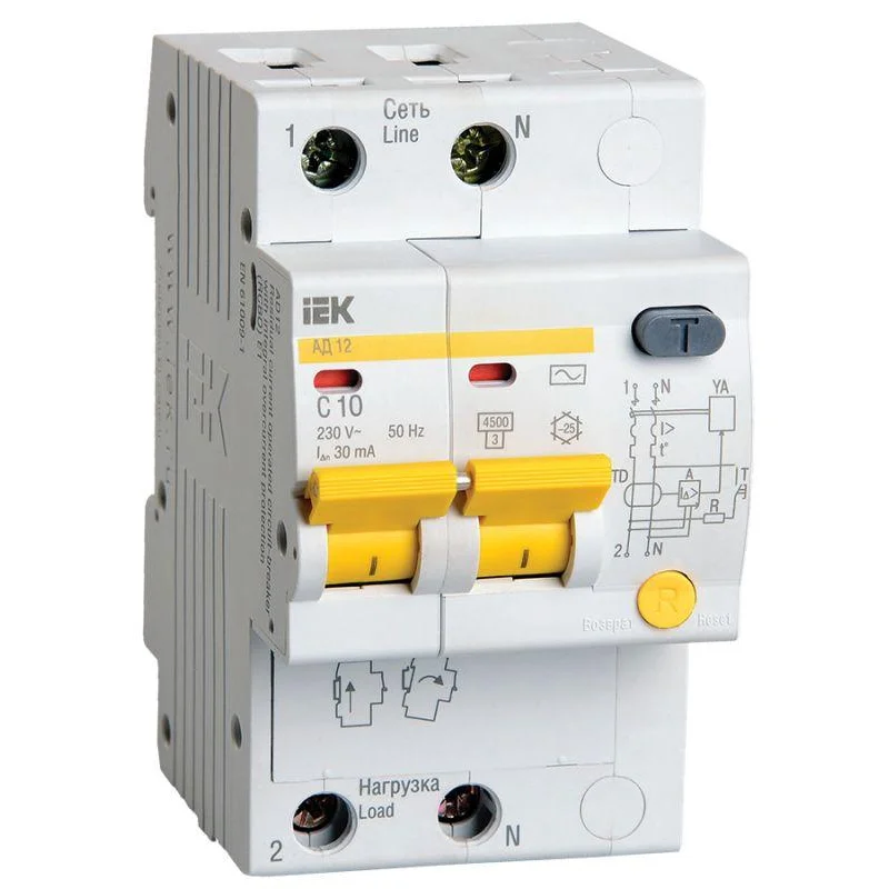 IEK MAD10-2-010-C-030 - Выключатель автоматический дифференциального тока 2п C 10А 30мА тип AC 4.5кА АД-12