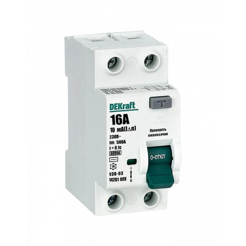 DEKraft 14201DEK - Выключатель дифференциального тока (УЗО) 2п 16А 10мА тип AC 6кА УЗО-03