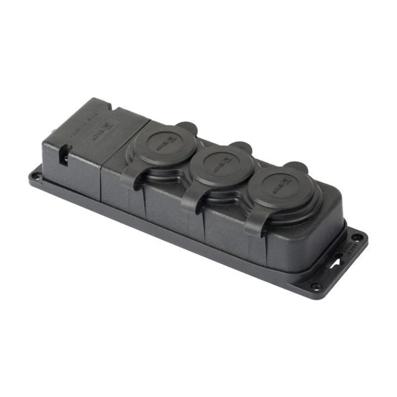 EKF RPS-015-16-230-44-r - Розетка 3-м 16А IP44 2P+PE 230В с защ. крышками каучук PROxima