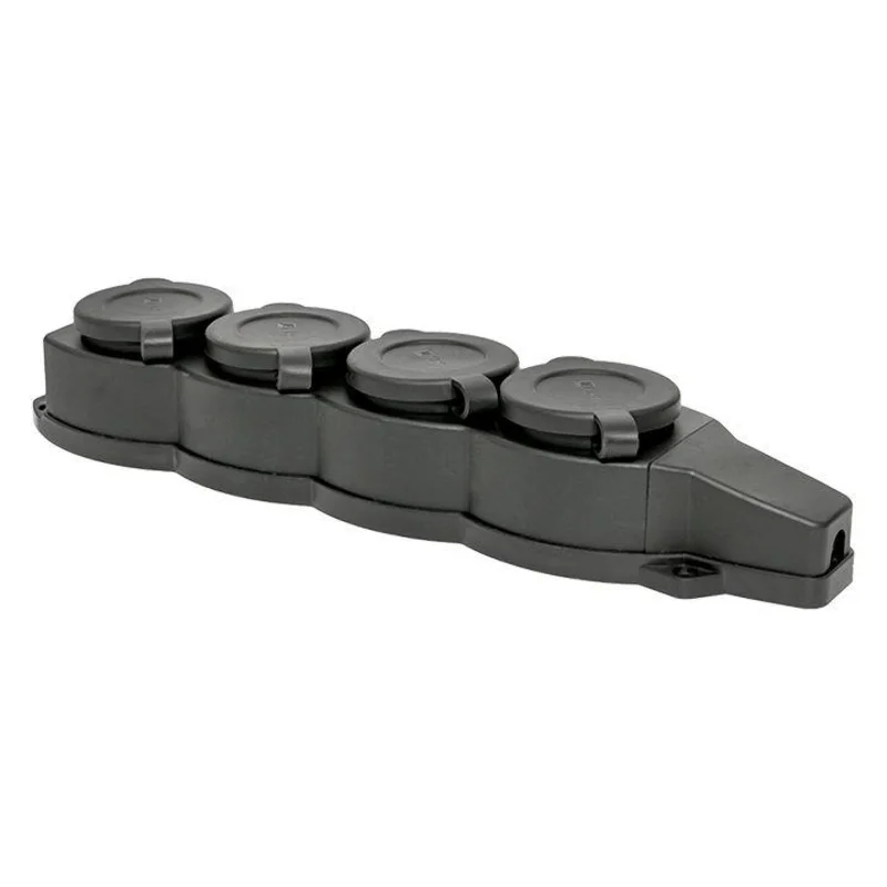 EKF RPS-020-16-230-44 - Розетка 4-м 16А IP44 2P+PE 230В с защ. крышками каучук Basic