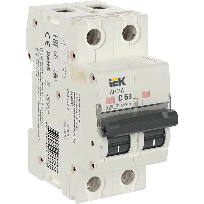 IEK AR-M06N-2-C063 - Выключатель автоматический модульный 2п C 63А M06N ARMAT