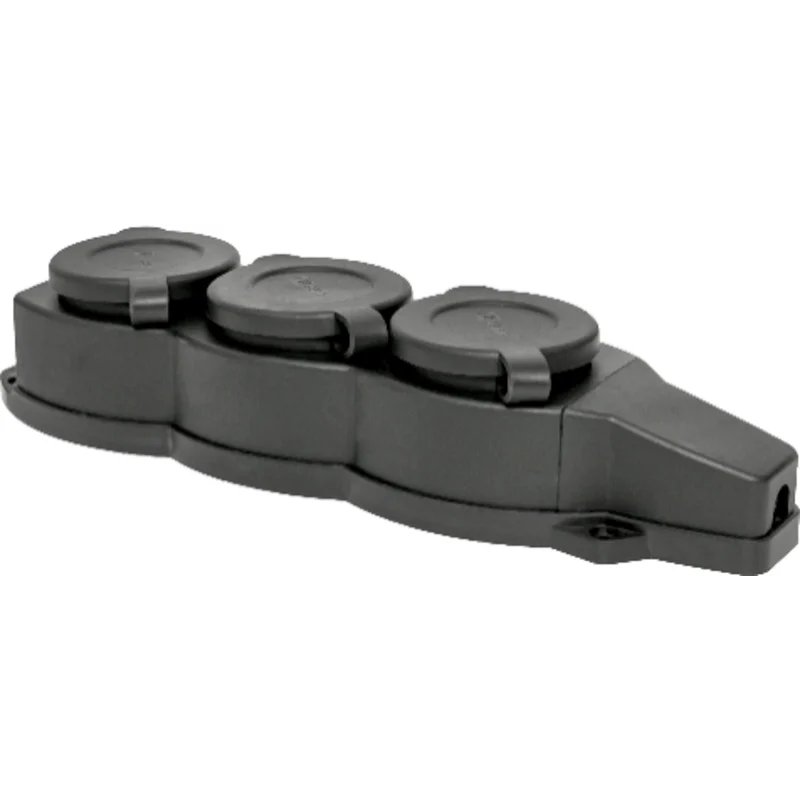 EKF RPS-015-16-230-44 - Розетка 3-м 16А IP44 2P+PE 230В с защ. крышками каучук
