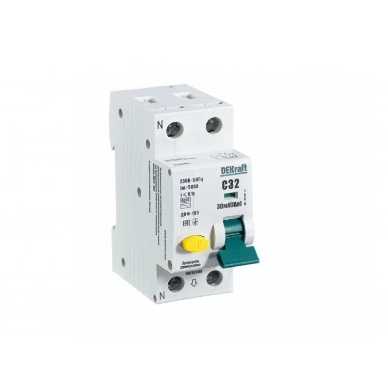 DEKraft 16207DEK - Выключатель автоматический дифференциального тока 2п (1P+N) C 32А 30мА тип AC 6кА ДИФ-103