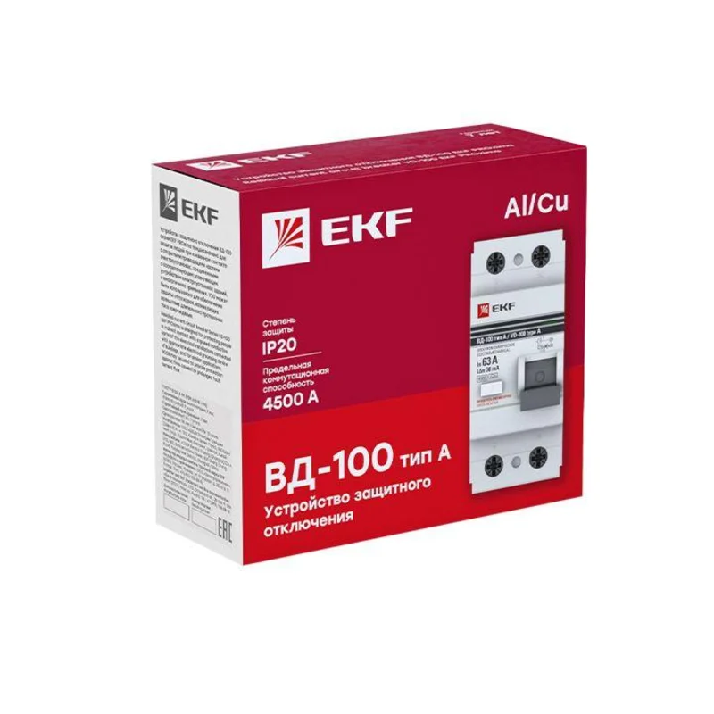 EKF elcb-2-40-30-em-a-pro - Выключатель дифференциального тока (УЗО) 2п 40А 30мА тип A ВД-100 (электромех.) PROxima Выключатели дифференцальные модульные