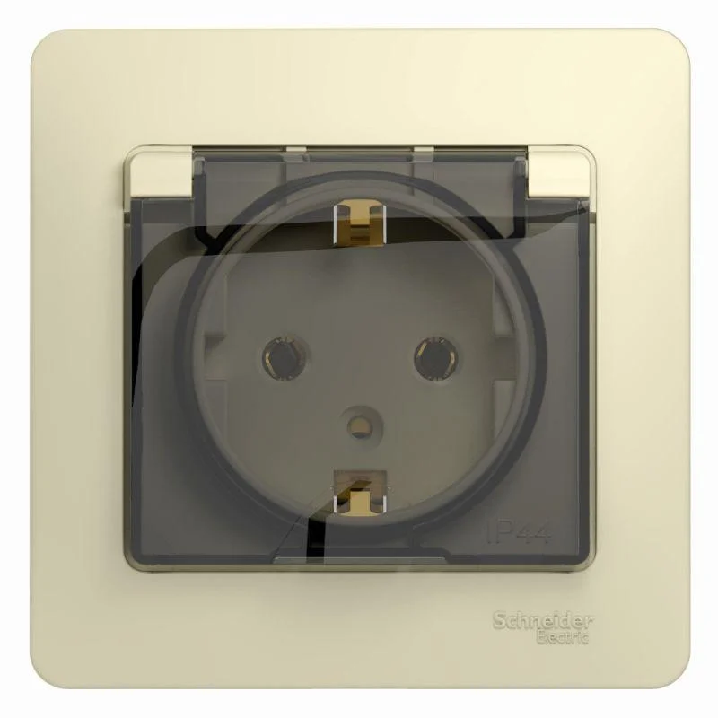 SE GSL000246 - Розетка 1-м СП Glossa 16А IP20 с заземл. защ. шторки с крышкой в сборе беж.