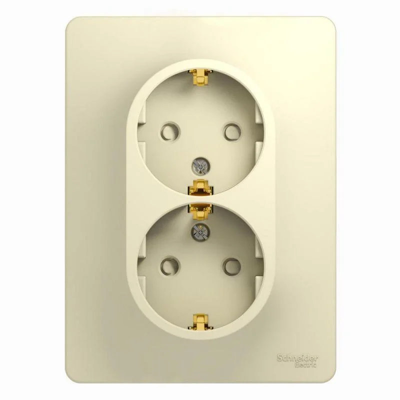 SE GSL000226 - Розетка 2-м СП Glossa 16А IP20 с заземл. защ. шторки в сборе беж.
