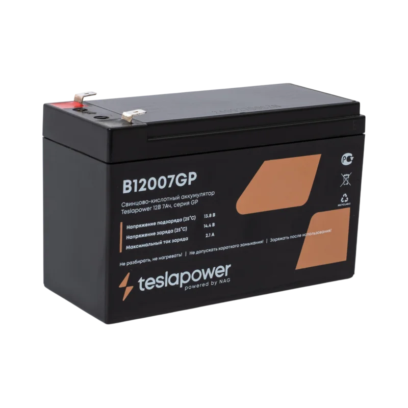 teslapower B12007GP - Свинцово-кислотный аккумулятор 12В 7Ач, серия GP