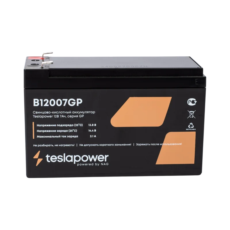 teslapower B12007GP - Свинцово-кислотный аккумулятор 12В 7Ач, серия GP Аккумуляторные батареи (АКБ)