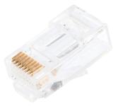NIKOMAX NMC-RJ88RZ50UD1-PT-100 - уп-ка 100шт., коннектор RJ45/8P8C под витую пару, Кат.5е (Класс D), 100МГц, покрытие 50мкд, универсальные ножи, сквозной, неэкранированный, круглый ввод