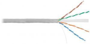 NIKOMAX NKL 2140A-GY - 305м, кабель витая пара NIKOLAN U/UTP 4 пары, Кат.6 (Класс E), тест по ISO/IEC, 250МГц, одножильный, BC (чистая медь), 24AWG (0,53мм), внутренний, PVC нг(А), серый