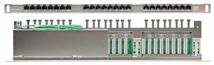 Патч-панель NIKOMAX 19, 0,5U, 24 порта, Кат.5e, RJ45/8P8C, 110/KRONE, T568A/B, полный экран, с органайзером, металлик (NMC-RP24SD2-HU-MT)Коммутационные панели (патч-панели) предназначены для разделки в них кабелей различных подсистем СКС и подключения отдельных составляющих сети друг к другу коммутационными шнурами