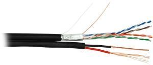 NETLAB EC-UF004-5E-PC075-PE-BK - 305м, кабель витая пара NETLAN F/UTP 4 пары, Кат.5e (Класс D), 100МГц, одножильный, BC (чистая медь), с многожильным силовым кабелем 0.75мм2, внешний, PE до -40C, черный
