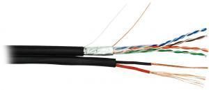 NETLAB EC-UF004-5E-PC150-PE-BK - 305м, кабель витая пара F/UTP 4 пары, Кат.5e (Класс D), 100МГц, одножильный, BC (чистая медь), с многожильным силовым кабелем 1,50мм2, внешний, PE до -40C, черный
