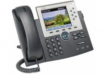 Cisco CP-7965G - IP-телефон. Протоколы: SIP, SCCP. 6 телефонных линий, TFT цветной дисплей, громкая связь, разъём для гарнитуры, PoE 802.3af.