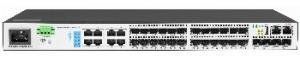 SNR-S3850G-24FX-DC - Управляемый коммутатор уровня 3, 16 портов 100/1000BaseX SFP, 8 Combo портов GE, 4 порта 1/10G SFP+, DC 48V