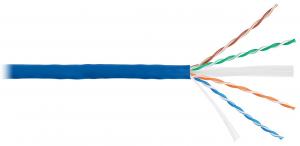 NIKOMAX NKL 4140C-BL - 305м, кабель витая пара NIKOLAN U/UTP 4 пары, Кат.6 (Класс E), тест по ISO/IEC, 250МГц, одножильный, BC (чистая медь), 23AWG (0,55мм), внутренний, LSZH нг(А)-HFLTx, синий