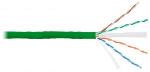 NIKOMAX NKL 4140C-GN - 305м, кабель витая пара NIKOLAN U/UTP 4 пары, Кат.6 (Класс E), тест по ISO/IEC, 250МГц, одножильный, BC (чистая медь), 23AWG (0,55мм), внутренний, LSZH нг(А)-HFLTx, зеленый