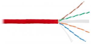 NIKOMAX NKL 4140C-RD - 305м, кабель витая пара NIKOLAN U/UTP 4 пары, Кат.6 (Класс E), тест по ISO/IEC, 250МГц, одножильный, BC (чистая медь), 23AWG (0,55мм), внутренний, LSZH нг(А)-HFLTx, красный