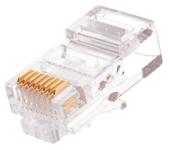 NIKOMAX NMC-RJ88RE50UD1-100 - уп-ка 100шт, коннектор NIKOMAX RJ45/8P8C под витую пару, Кат.5e (Класс D), 100МГц, покрытие 50мкд, под многожильный кабель, неэкранированный, круглый ввод  [C315 EX]