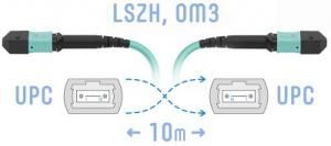 SNR-PC-MPO_UPC-MPO_UPC-FF-MM-8F-10m -  Оптический патчкорд MPO/UPC - MPO/UPС, FF (Female / Female), кроссовый, MM, 8 волокон диаметром 50/125 (OM3) купить в Казани 	Оптический разъем MPO (Multi-fiber push-on) является разумной альтернативой для кабельной