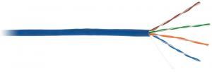 NETLAN EC-UU004-5E-PVC-BL - 305м, кабель витая пара U/UTP 4 пары, Кат.5e (Класс D), 100МГц, одножильный, BC (чистая медь), внутренний, PVC нг(B), синий