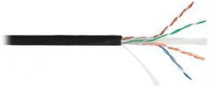NETLAN EC-UU004-6-PE-BK - 305м, кабель витая пара U/UTP 4 пары, Кат.6 (Класс E), 250МГц, одножильный, BC (чистая медь), внешний, PE до -40C, черный
