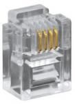 SNR-RJ-11 - уп-ка 100шт, коннектор (разъем, вилка) RJ11/6P4C, Кат.3, покрытие 3мкд, под одножильный кабель