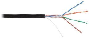 NIKOMAX NKL 2600B-BK - 305м, кабель витая пара NIKOLAN U/UTP 4 пары, Кат.5e (Класс D), тест по ISO/IEC, 100МГц, одножильный, BC (чистая медь), 24AWG (0,49мм), внешний, PE до -60С, черный